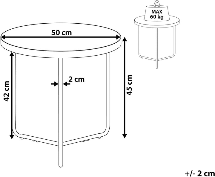 Runder, kleiner Couchtisch in Betonoptik grau / schwarz ⌀ 50 cm Melody