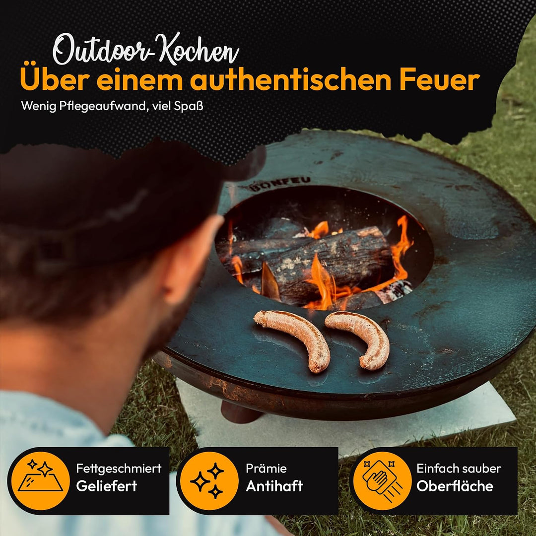 BonFeu Plancha Feuerplatte Ø60cm - 6mm Dick - Grillplatte Rund - Grillplatte für Feuertonne - Feuerp