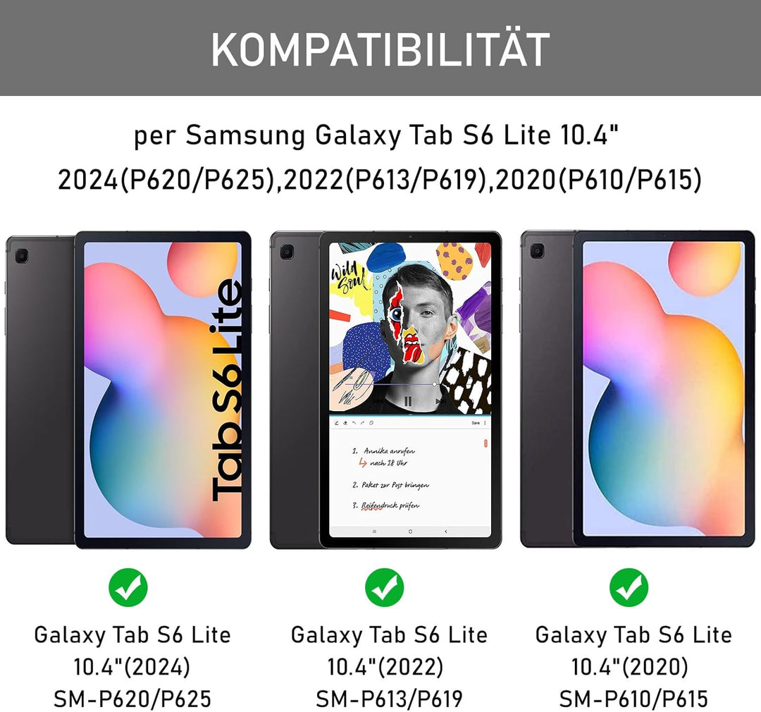 Hülle mit Tastatur für Samsung Galaxy Tab S6 Lite 2024/2022/2020, Schutzhülle mit Pencil Halter Wire