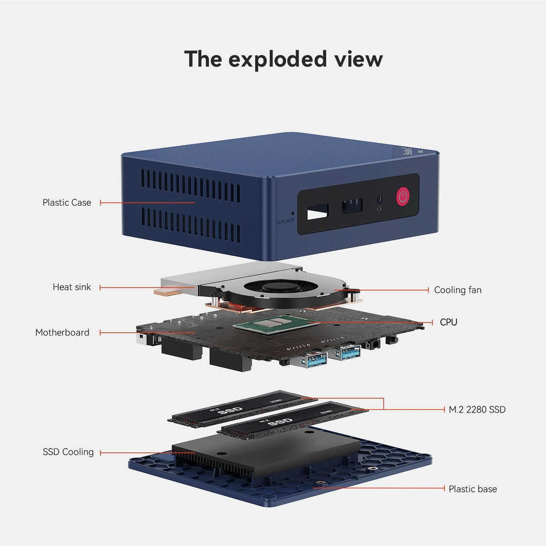 Beelink Mini S12 Pro Mini PC, Intel Alder Lake-N100 (4C/4T, bis 3.4GHz), 16GB DDR4 RAM 500GB M.2 228