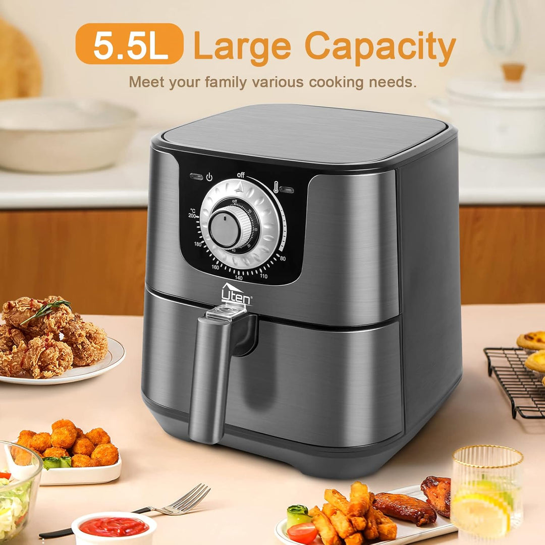 Heissluftfritteuse, 5.5L XXL Airfryer Uten Heissluftfriteuse 1700W Luftfritteuse mit Vorheizen & War
