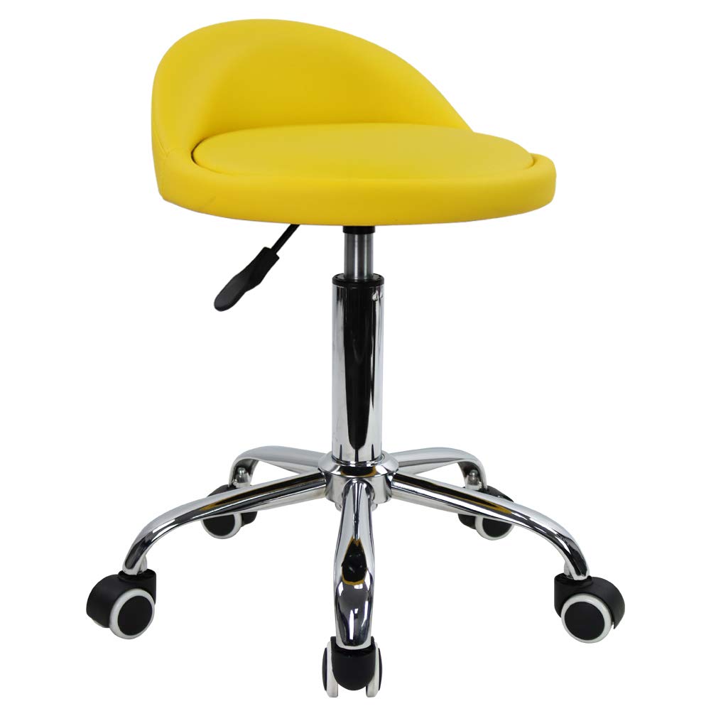 KKTONER Rollhocker mit Rückenlehne höhenverstellbar drehbar Arbeitshocker Drehhocker Rollhocker Büro