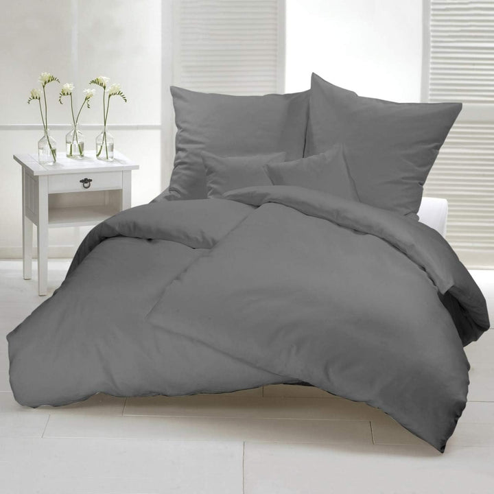 Etérea 3 TLG Mako Satin Uni Einfarbig Bettwäsche - Ganzjahres Bettwäsche-Set - 200x220 + 2 * 80x80 c