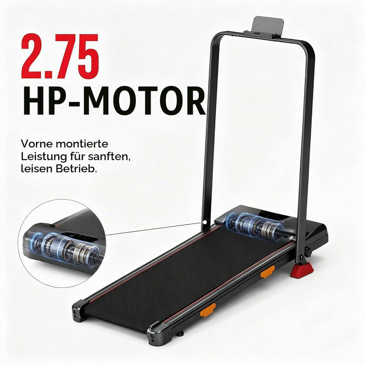 Klappbares Laufband für Zuhause 2.75HP Steigung, Haus &amp; Büro 120KG | Laufband mit Steigung 12%, 6-in