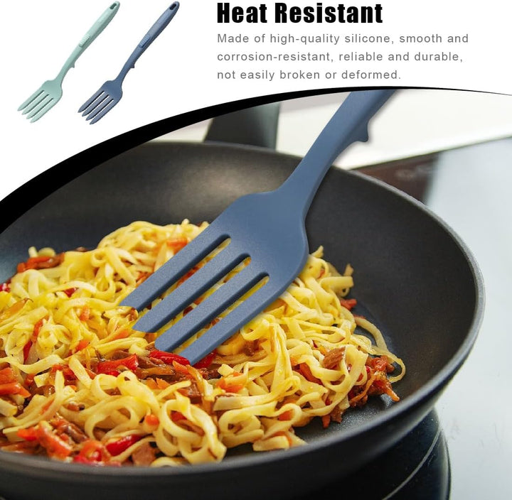 FKWKUW 2 Stück Flexible Kochgabel Silikon, Cooking Fork Hitzebeständig Multifunktional Gabel Antihaf