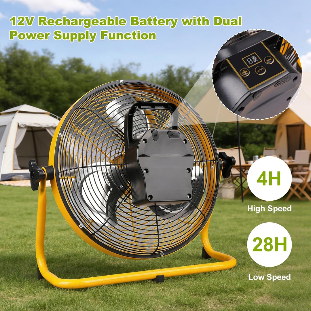 Solar Ventilator Outdoor Windmaschine 12 Zoll Ø, Ventilator mit Solarpanel Leise aus Metall, Leiser
