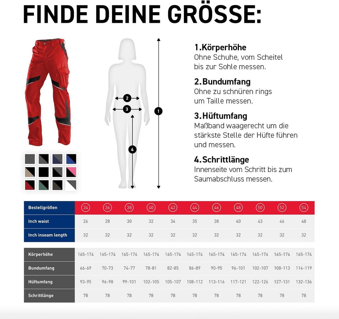 Kübler 25505365-5599-44 Damenhose Activiq Grösse 44 in mittelrot/schwarz Rot 44, Rot 44