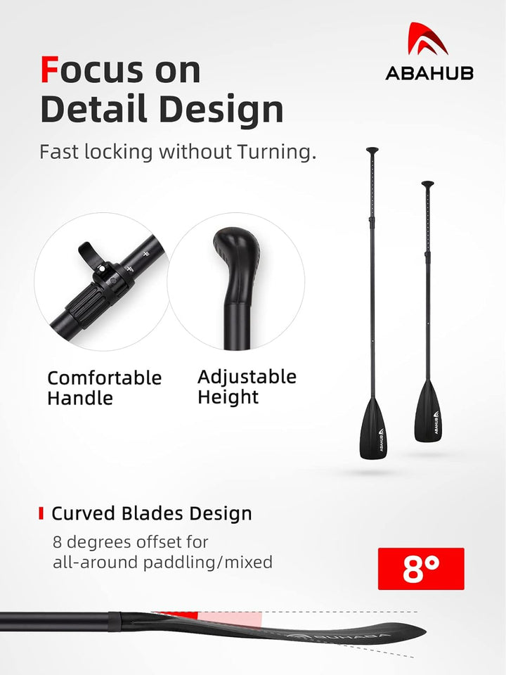 Abahub SUP Paddel Aluminium Einstellbares Stand Up Paddle für Paddleboard, Aluminiumlegierung PU-bes