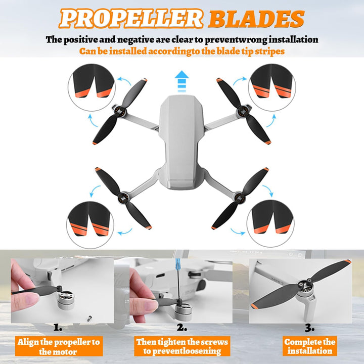 Drohnen Zubehör für DJI Mini 4K/2/SE/2 SE, 8 Propeller für DJI Mini 4K/2/SE/2 SE, 4 Propeller Schutz