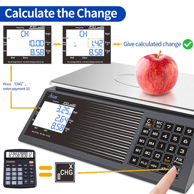 "ACLAS Marktwaage Waage 30Kg 10g Kontrollwaage Geeichte Ladenwaage - mit Dual LCD-Display Industrie
