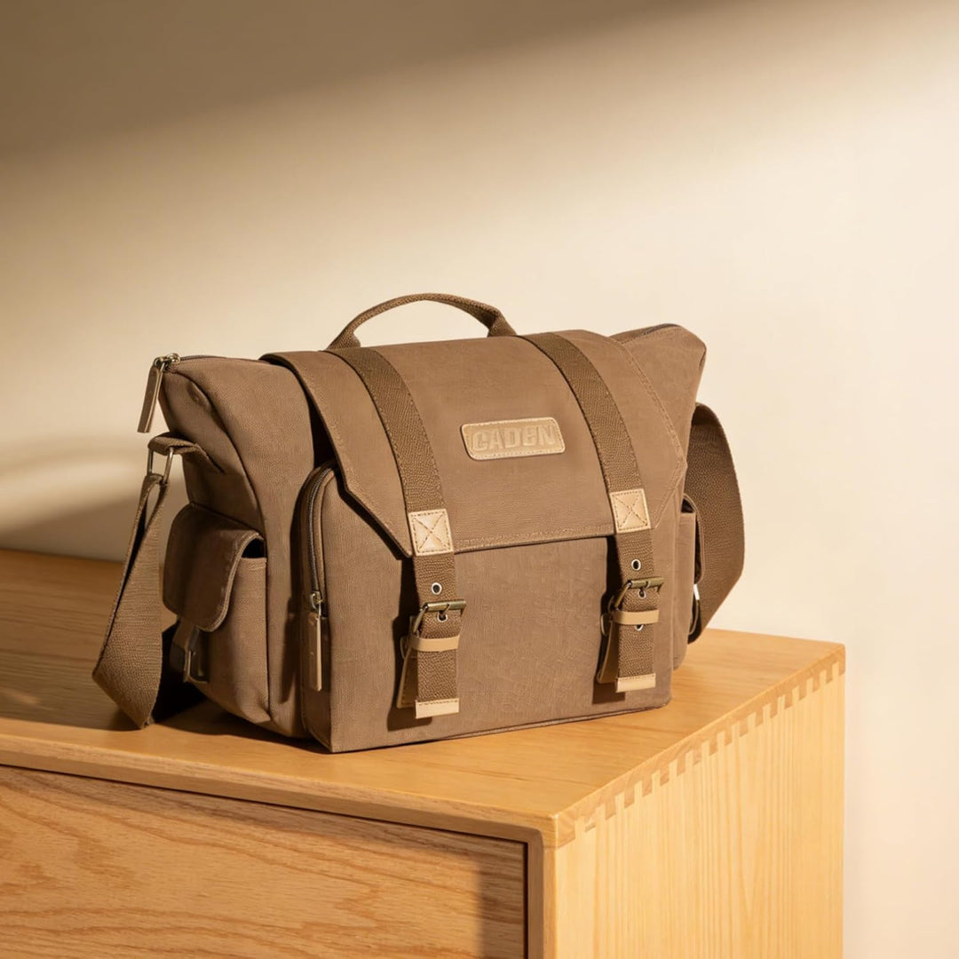 CADeN Kameratasche, Foto Travel Compact Leinwand Vintage Schultertasche Kamera Bag mit Gepolsterter