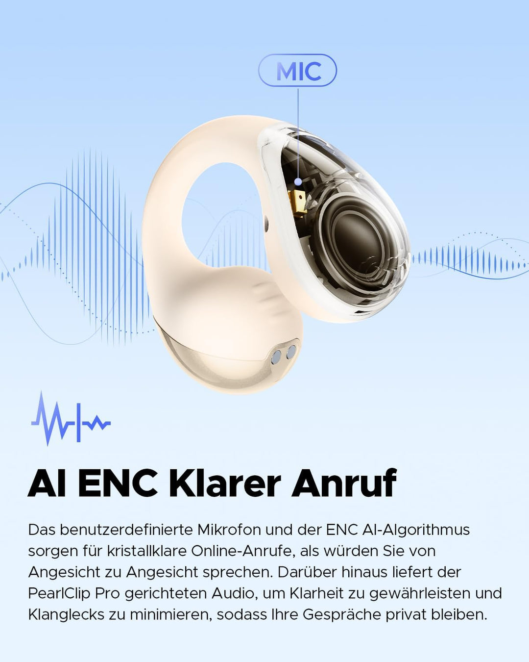 SoundPEATS PearlClip Pro Open Ear Bluetooth Kopfhörer, Clip On Kopfhörer Bluetooth 5.4 Earbuds, ganz
