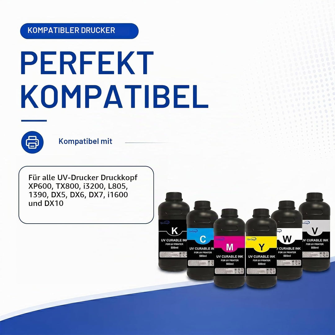 UV Hard Tinte, UV Hard Ink für Harte Untergründe 500-ml Kompatibel mit XP600 TX800 i3200 i1600 L805