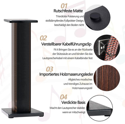 BQKOZFIN Lautsprecherständer 90 cm hoher Boxenständer Holz, 2er-Set, Speaker Stand geeignet für Rega