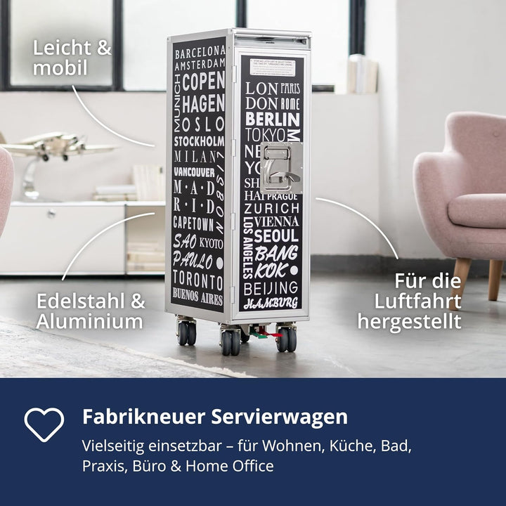 Airline Trolley Cosmopolitan, Büroschrank, Industrial Style Möbel, Schubladenschrank, Norm: Atlas, 1