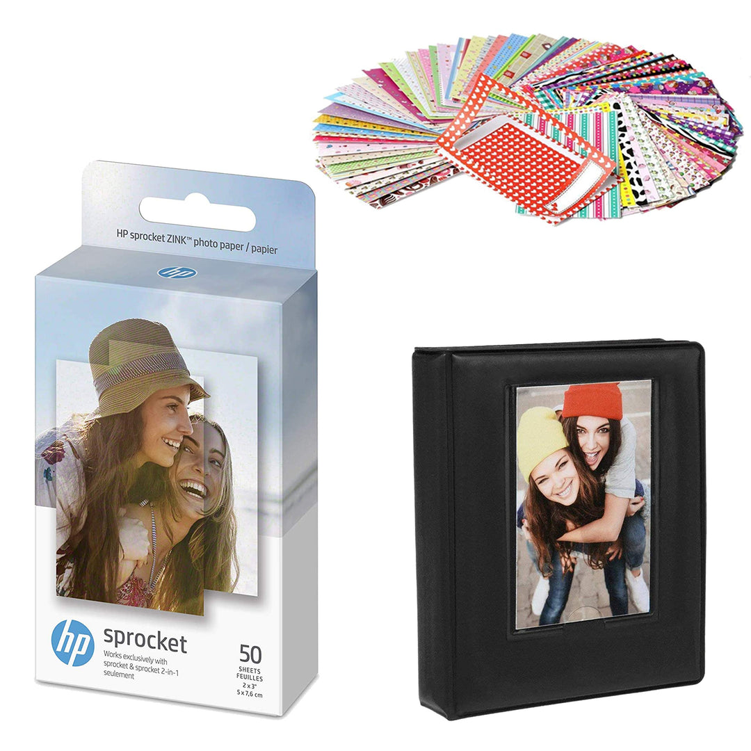 HP Sprocket 2.3x3.4 Zoll Zink Sticker Fotopapier (50 Blatt) Geschenkpaket 50 Blatt Starterpaket, 50
