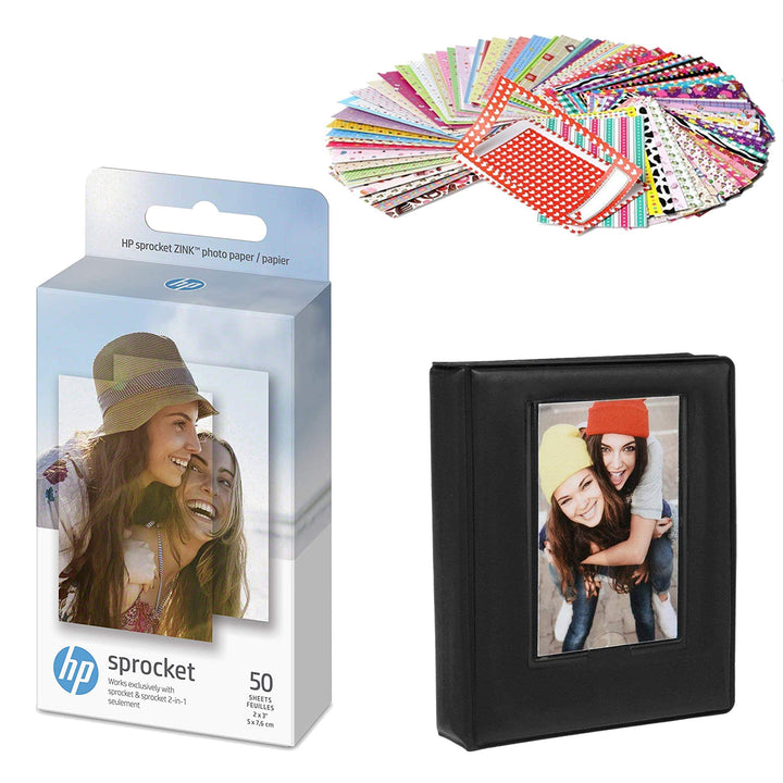 HP Sprocket 2.3x3.4 Zoll Zink Sticker Fotopapier (50 Blatt) Geschenkpaket 50 Blatt Starterpaket, 50