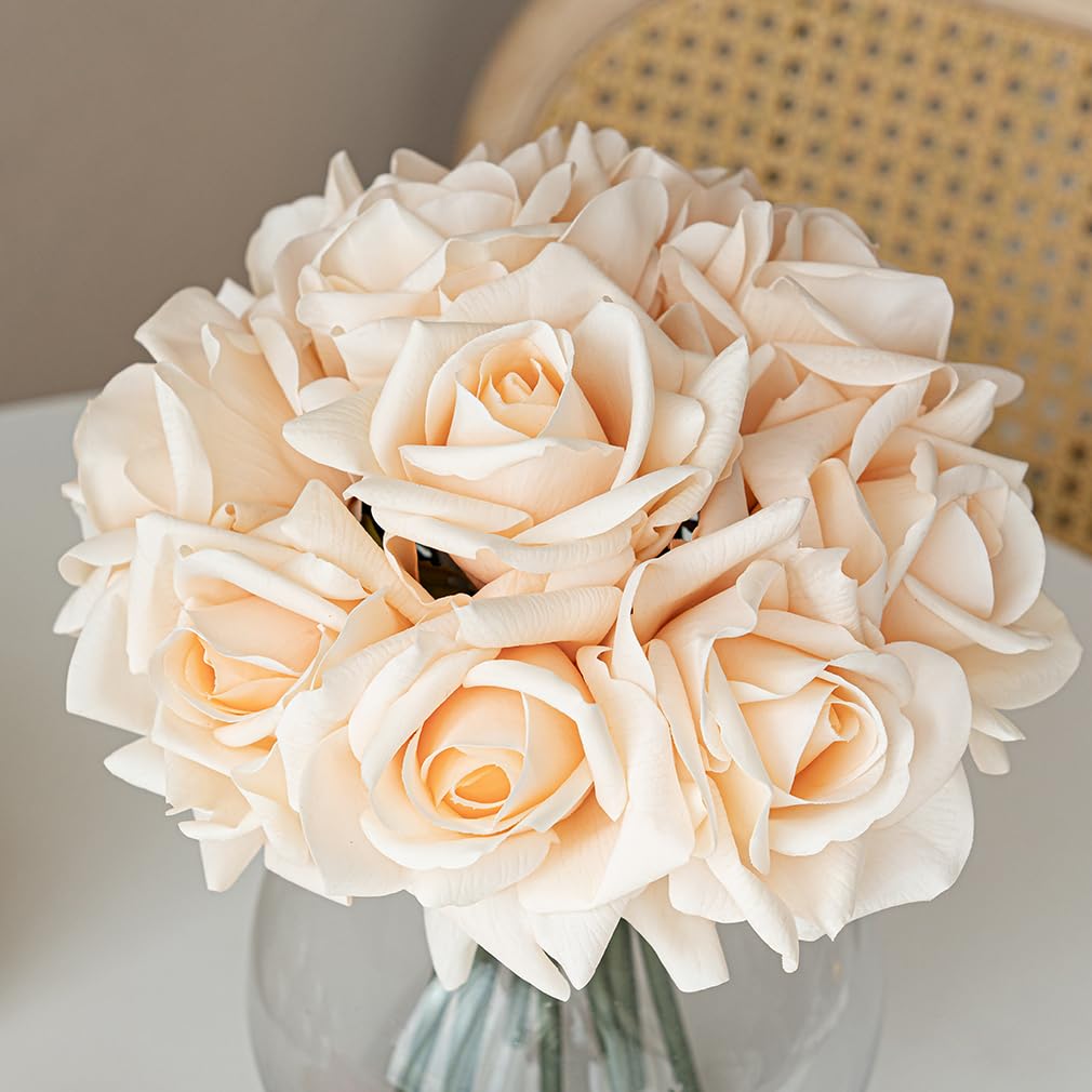 DUYONE Künstliche Rosen, einzelner Stiel, 10 Stück, künstliche Seidenblumen, Blumenstrauss, fühlt si