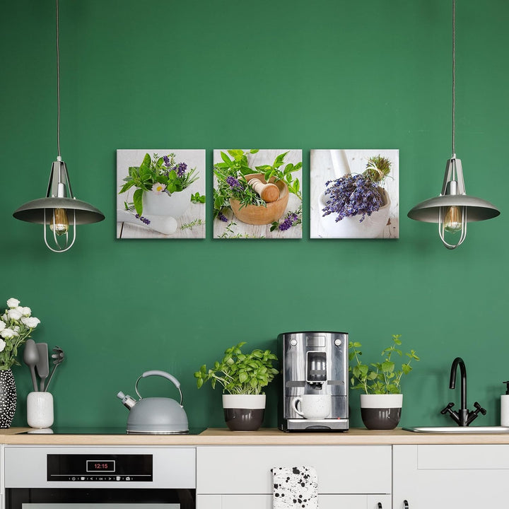 Muralo - Wandbilder Set - Leinwand Bilder Set Aufhängefertig - Bilder für Küche- Moderne Wanddeko -