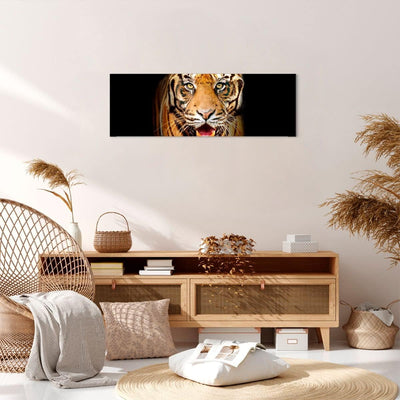 Panorama Bilder auf Leinwand tiger tier Leinwandbild mit Rahmen 90x30cm Wandbilder Dekoration Wohnzi