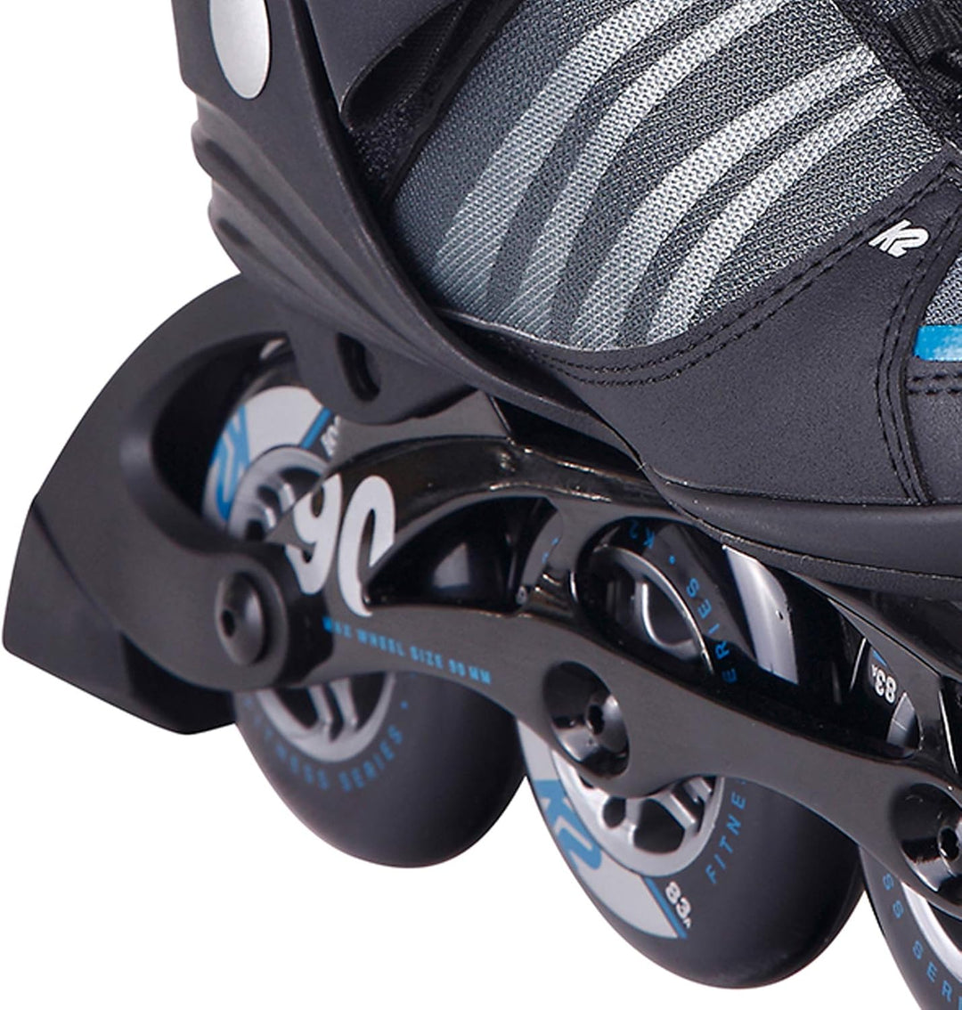K2 Herren Power 90 Inline Skates EU: 44.5 (UK: 10 / US: 11) Black - Grey - Blue, EU: 44.5 (UK: 10 /