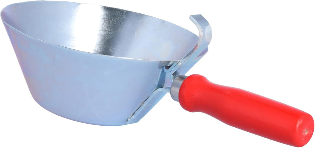 STUBAI Mörtelpfanne verzinkt 180 mm | Profi Gipserpfanne inkl. rotem Holzheft für Putz- und Spachtel