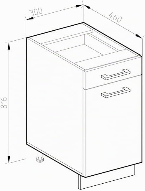 Vicco Küchenunterschrank R-Line, Weiss Hochglanz/Anthrazit, 30 cm ohne Arbeitsplatte Weiss Hochglanz
