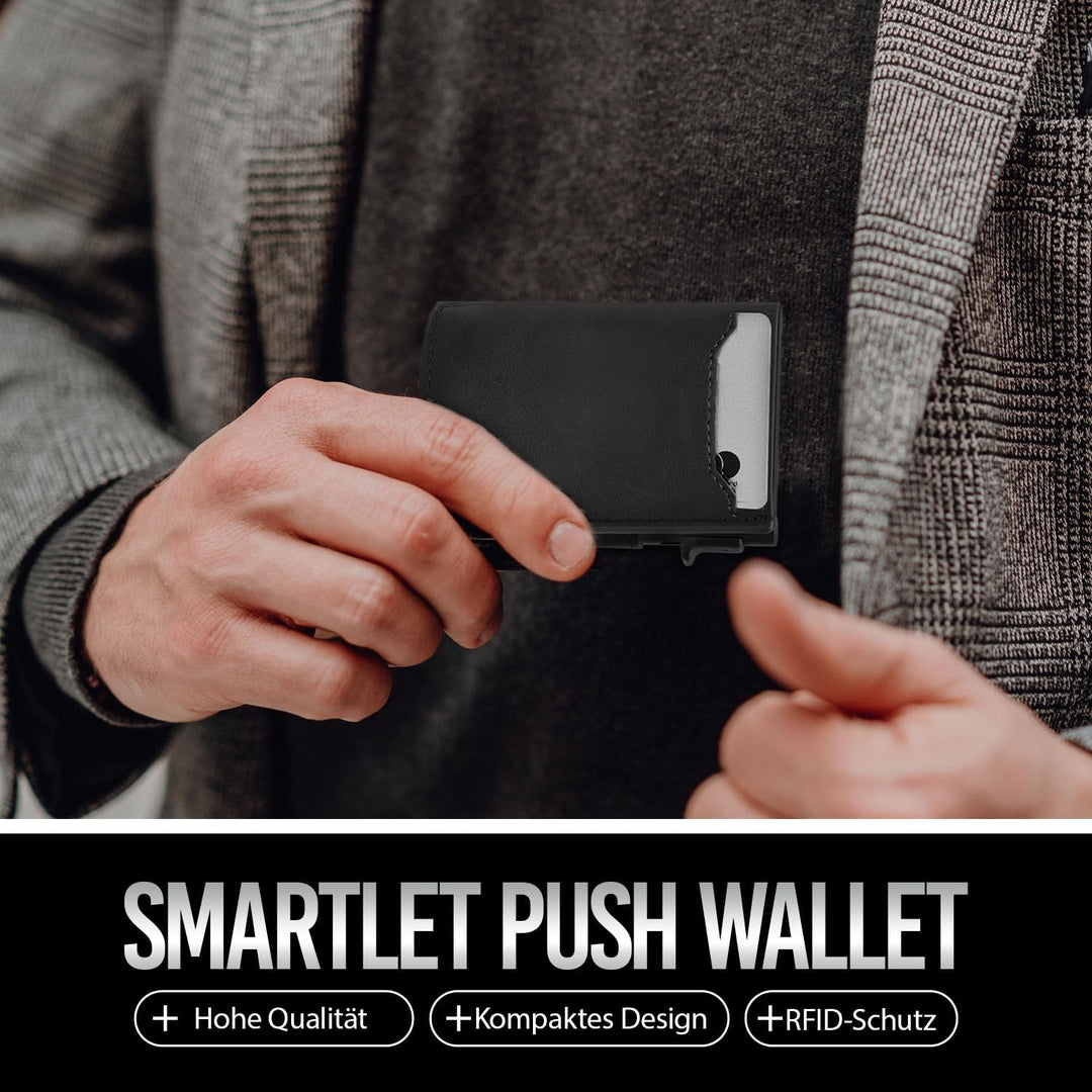 GenTo - Slim Wallet mit Münzfach - Geldbeutel Herren für 10 Karten - Geldbörse mit RFID Schutz - Sma