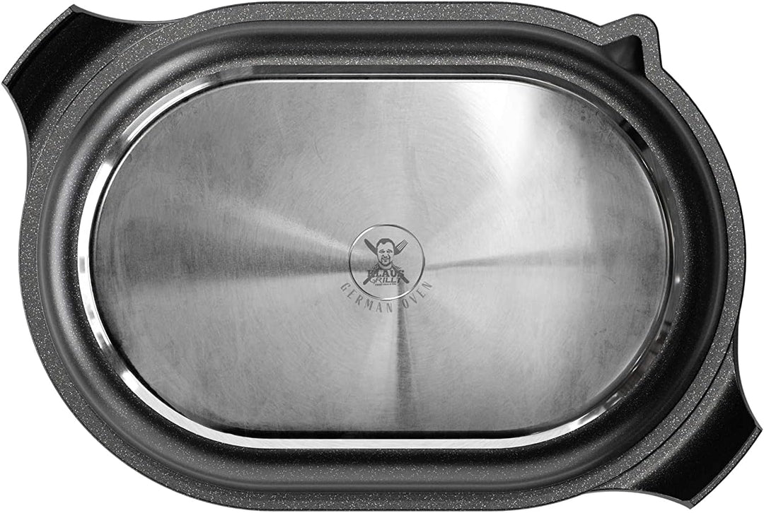 AMT Gastroguss Klaus grillt German Oven Set, grosse Ausführung, 42x28 cm, German Oven Bräter/German