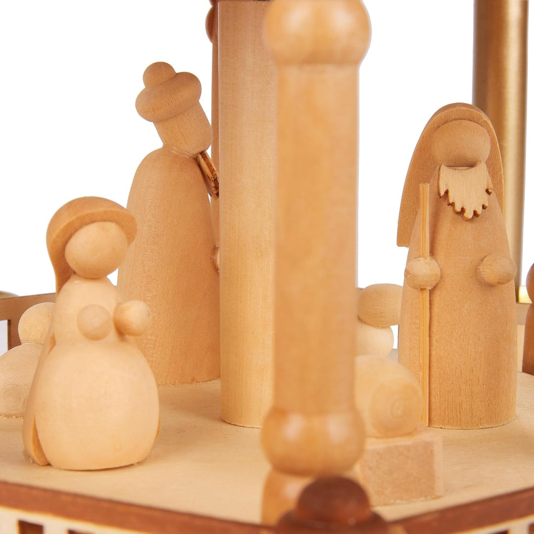 BRUBAKER Weihnachtspyramide aus Holz inkl. 50er Pack Pyramidenkerzen Rot - 55 cm grosse Holzpyramide