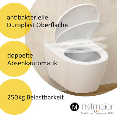 instmaier Toilettendeckel mit Absenkautomatik weiss | Made in Germany | ovale Form | Toilettensitz a