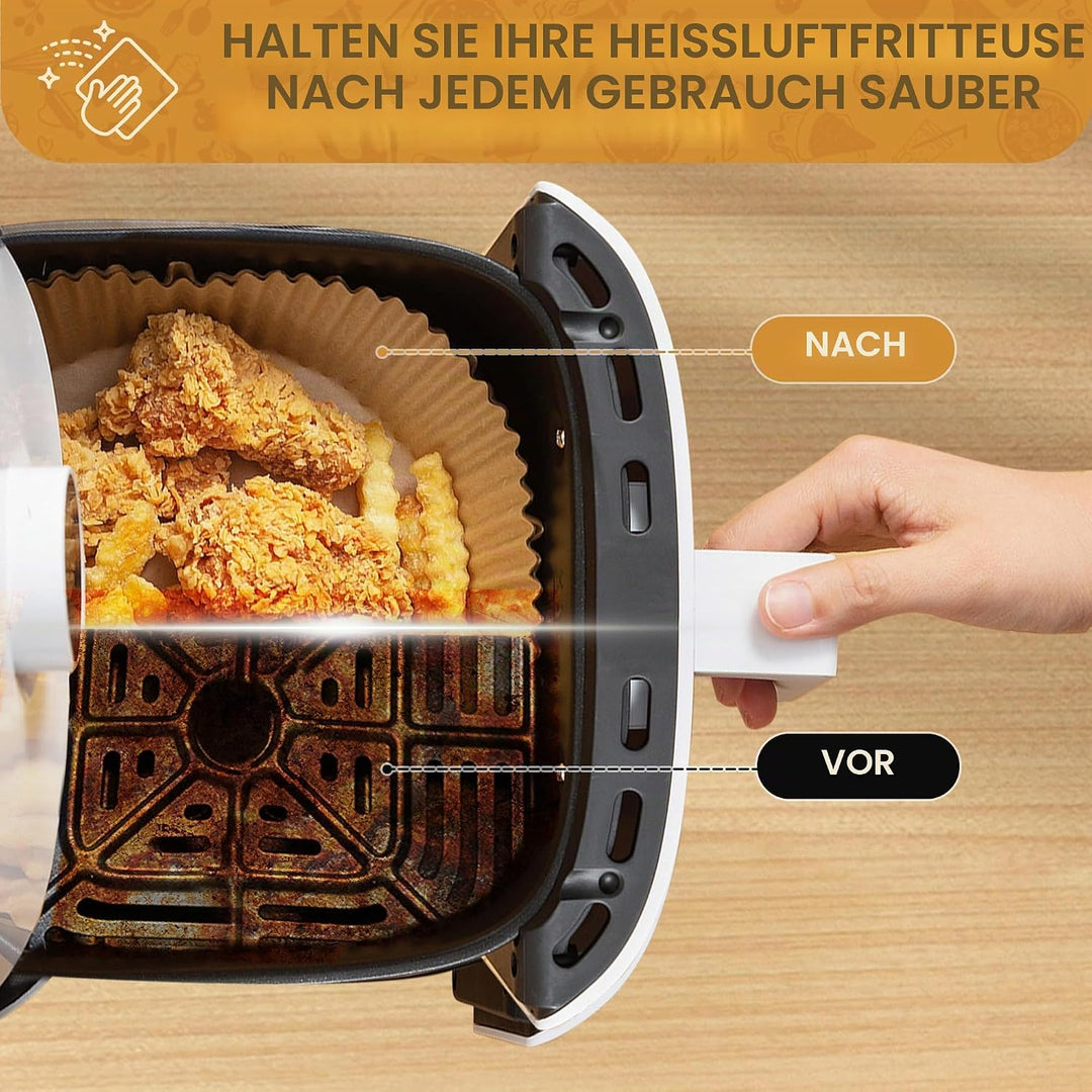 100 Stück Backpapier für Heissluftfritteuse, Rund 20cm BPA-Free Airfryer Backpapier Paper für Heissl