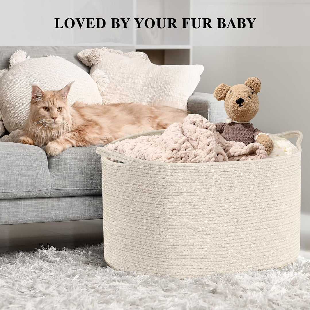 Maliton Aufbewahrungskorb, Wäschekorb weiss für Kleidung Bettwäsche, gross 50 x 33 CM Faltbarer Wäsc