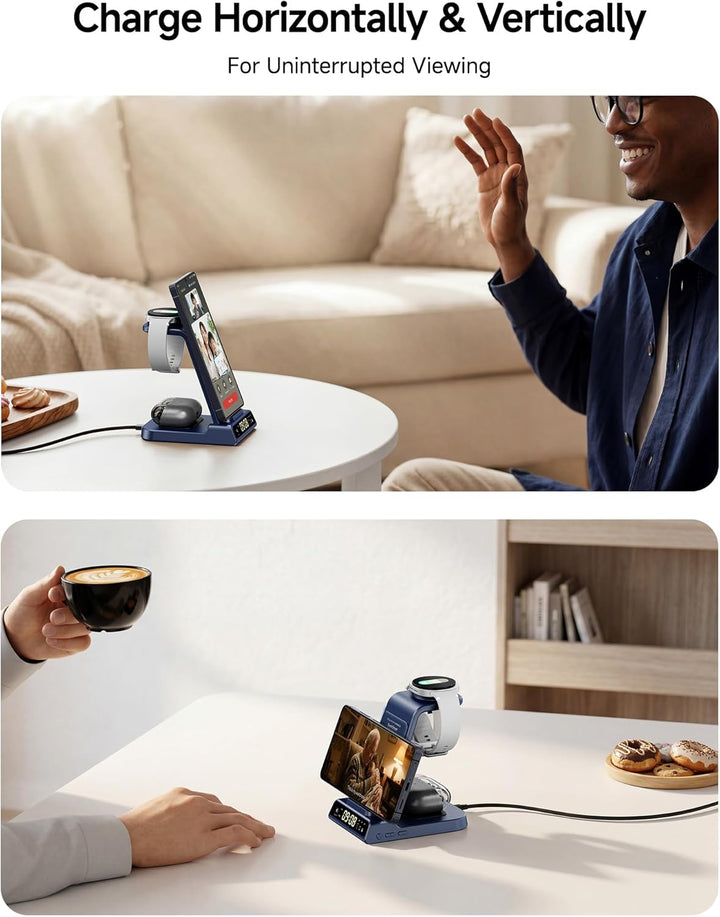 Induktive Ladestation für Samsung S25 Ultra, 3 in 1 Kabelloses Ladestation für Galaxy S25/S24/S23/Z