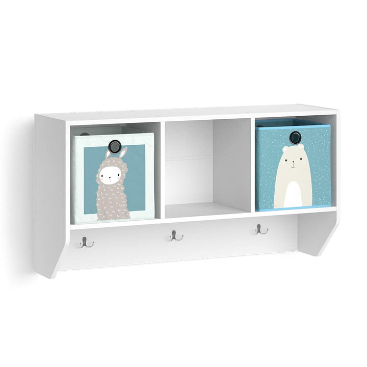 Vicco Wandregal für das Kinderzimmer Luigi, Weiss, 107 x 56 cm mit 2 Faltboxen Opt.2 Regal 107x56 cm