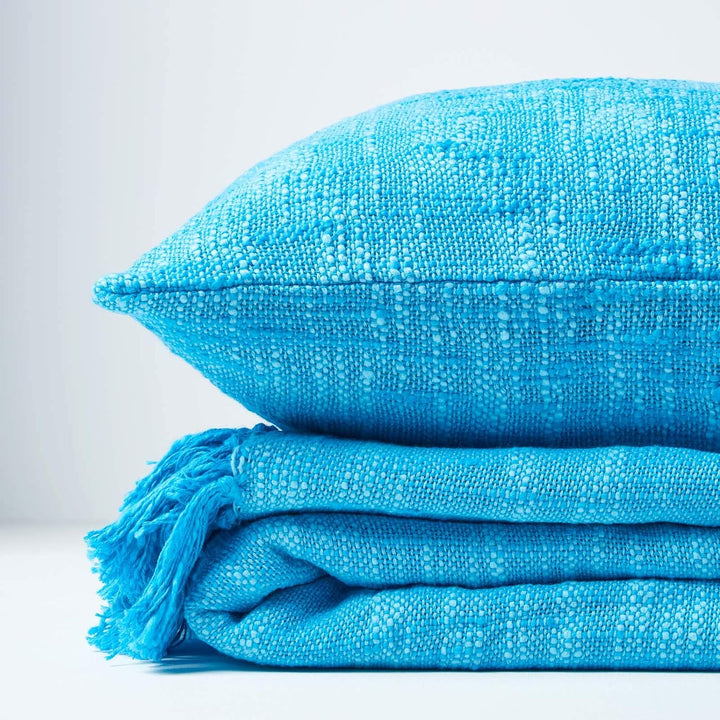 Homescapes extra grosse Tagesdecke Nirvana, blau, Wohndecke/Sofaüberwurf aus 100% Baumwolle, 225 x 3