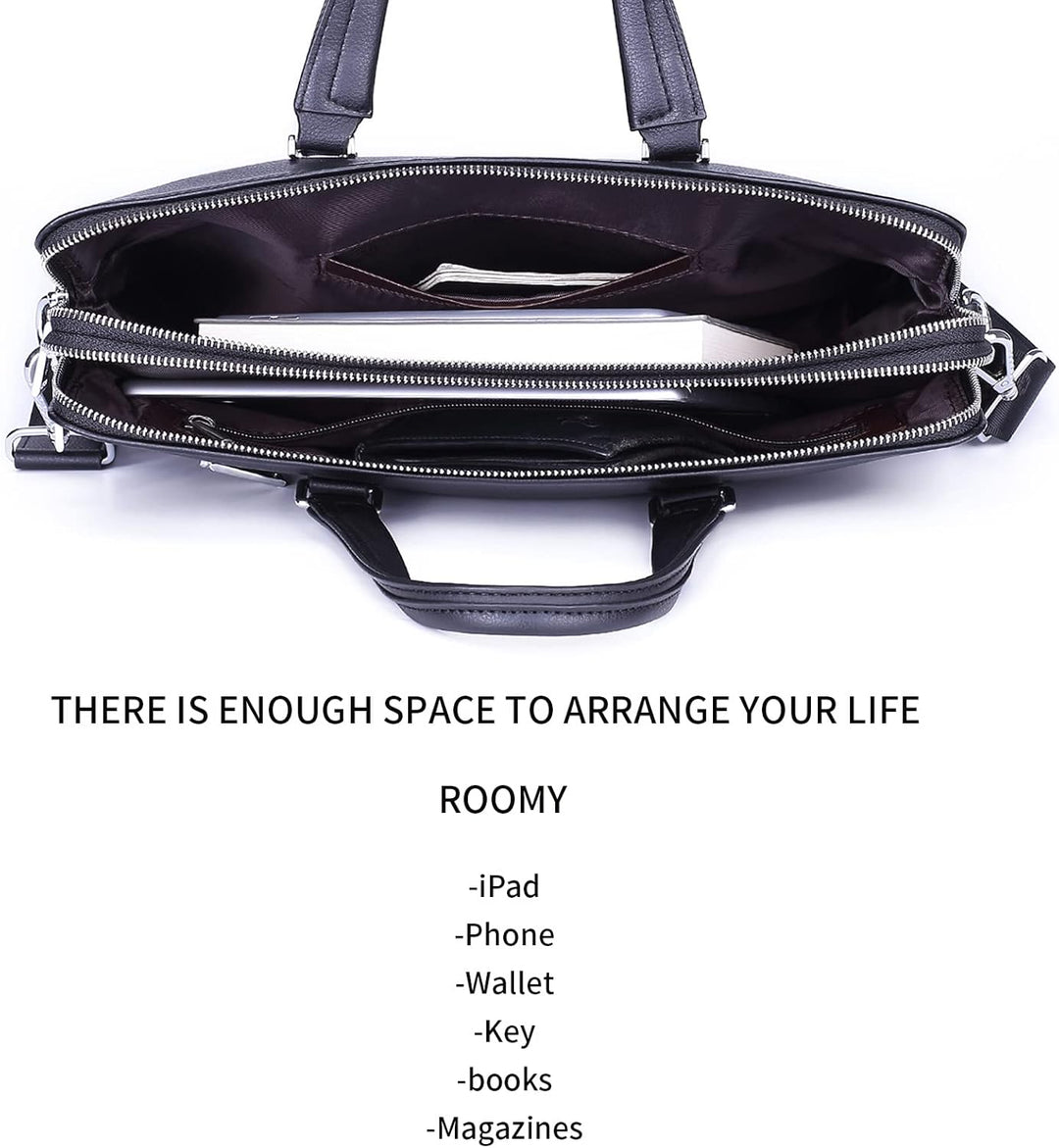 FSD.WG Herren Business Tasche,Wasserdichte Leder Aktentasche,Schulter Laptop Business Tasche für Bus
