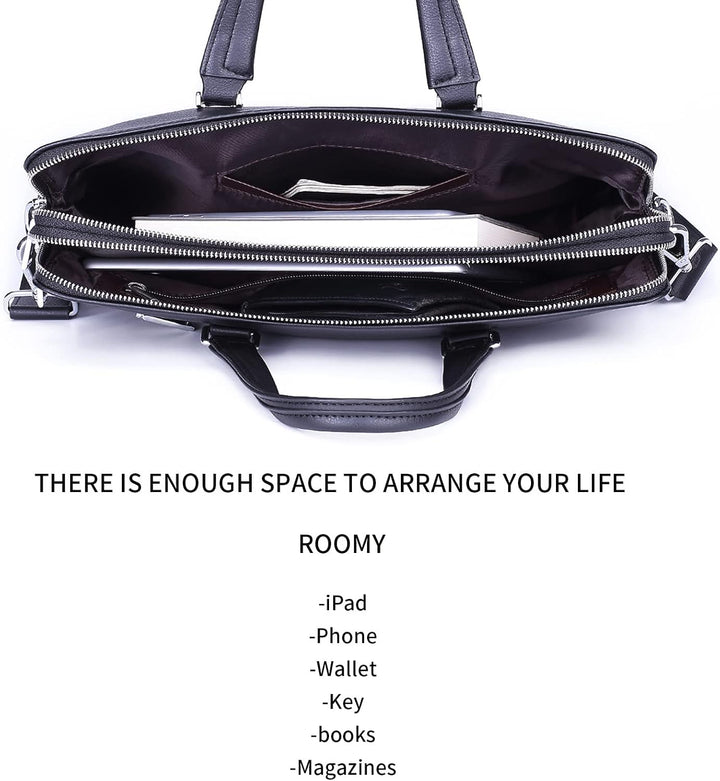 FSD.WG Herren Business Tasche,Wasserdichte Leder Aktentasche,Schulter Laptop Business Tasche für Bus