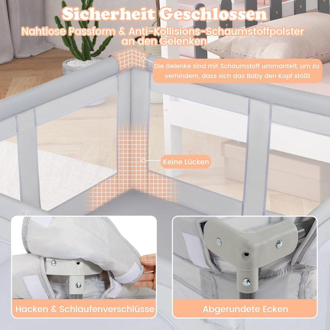 GOPLUS Laufstal faltbar, Laufgitter Baby mit 50 bunten Bällen, 4 Griffen &amp; Tragetasche, Playpen mit