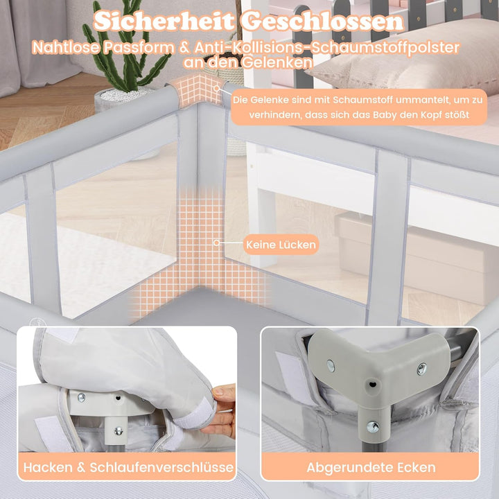 GOPLUS Laufstal faltbar, Laufgitter Baby mit 50 bunten Bällen, 4 Griffen &amp; Tragetasche, Playpen mit