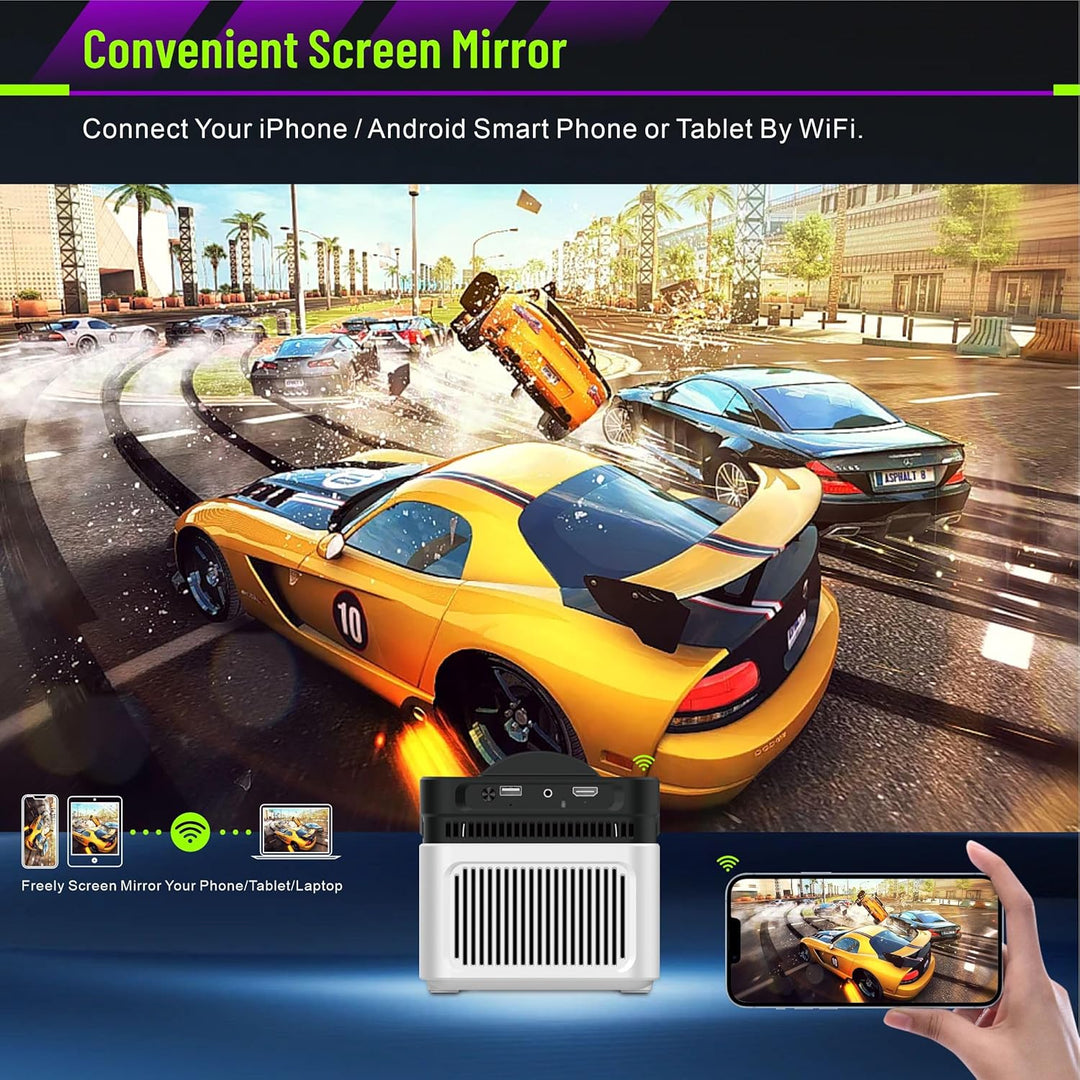LQWELL® Beamer, Heimkino Projektor 1080P, unterstützt WiFi 6, BT5.4, 8K-Wiedergabe mit Android OS, 2