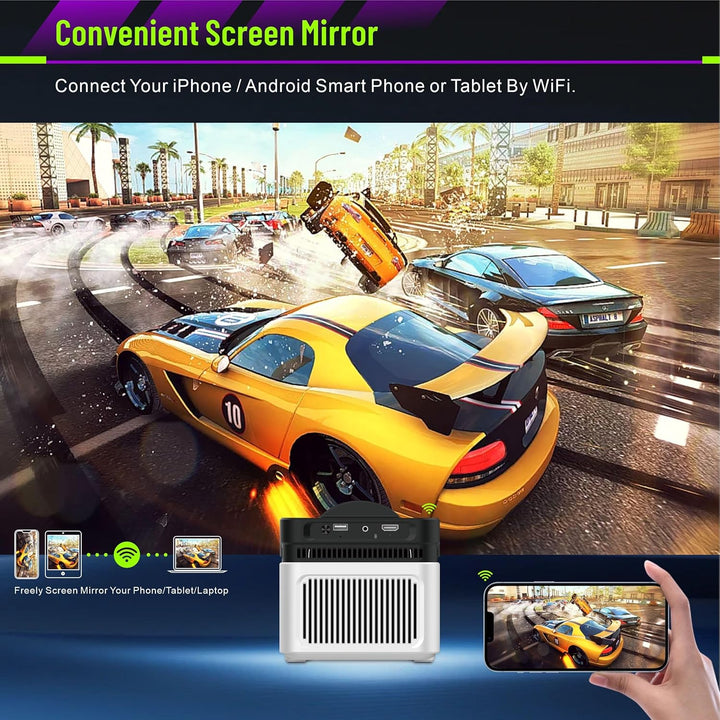 LQWELL® Beamer, Heimkino Projektor 1080P, unterstützt WiFi 6, BT5.4, 8K-Wiedergabe mit Android OS, 2