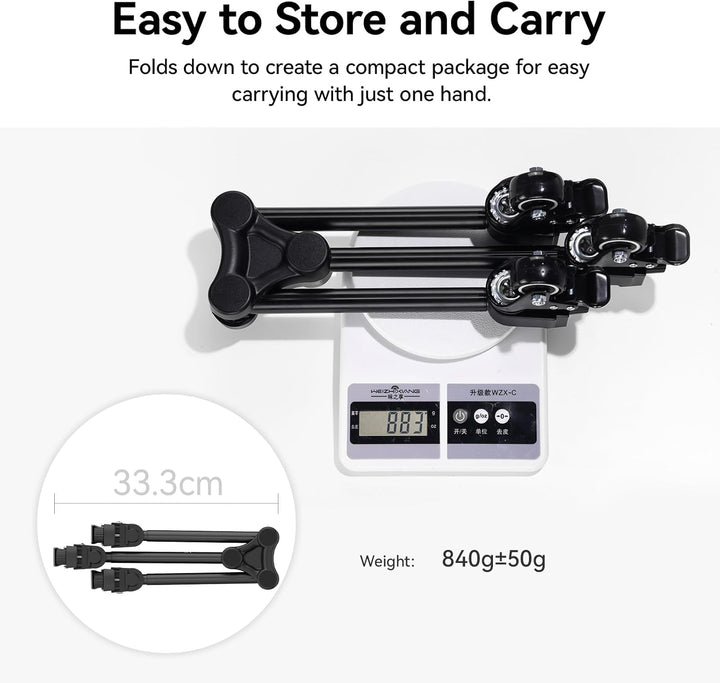 ULANZI AT02 Stativ Dolly, Einstellbare Beinlänge für AT01 Kamera Stative, Max. Belastung 20kg, AT02