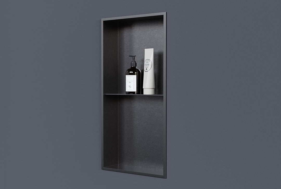 Wandnische aus Edelstahl NT306010X mit Ablagefach - 30 x 60 x 10 cm Einbauregal, flexibler Einbau- I