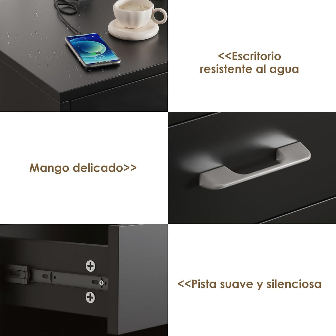 PIPIPOXER Nachttisch 2er Set mit Steckdose & USB, Moderner Nachtschrank mit Led, Nachtkommode mit 2