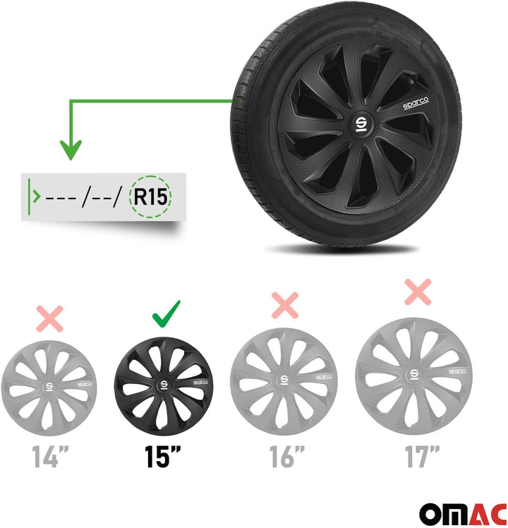 Satz Sparco Radzierblenden Sicilia 15-Zoll Schwarz/Karbon