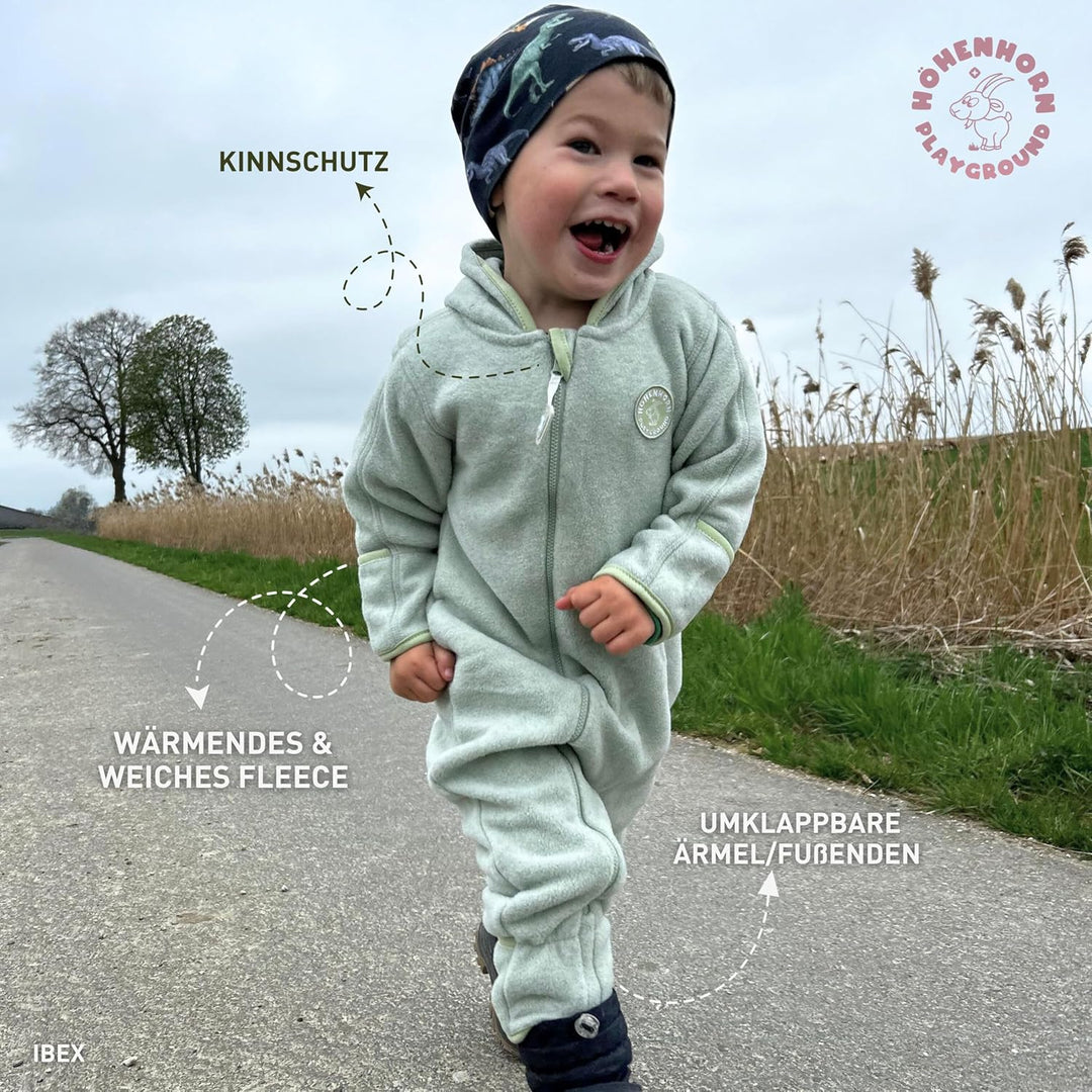 Höhenhorn Ibex Baby Fleece Overall Winter Herbst Strampler Kleinkind mit Kapuze, Grün