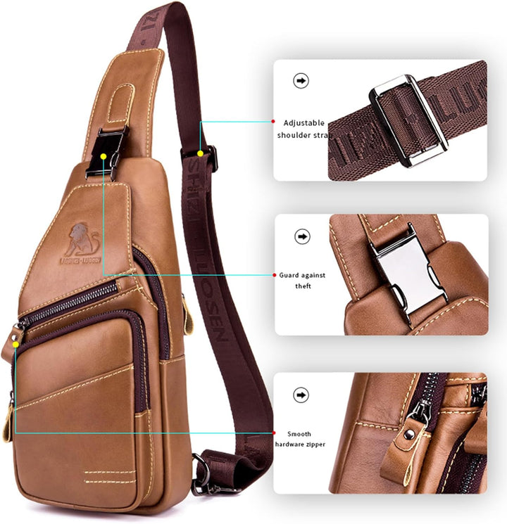 pundarika Leder Brust Tasche Männer Leder Umhängetasche Business Freizeit Crossbody Tasche Reise Arb