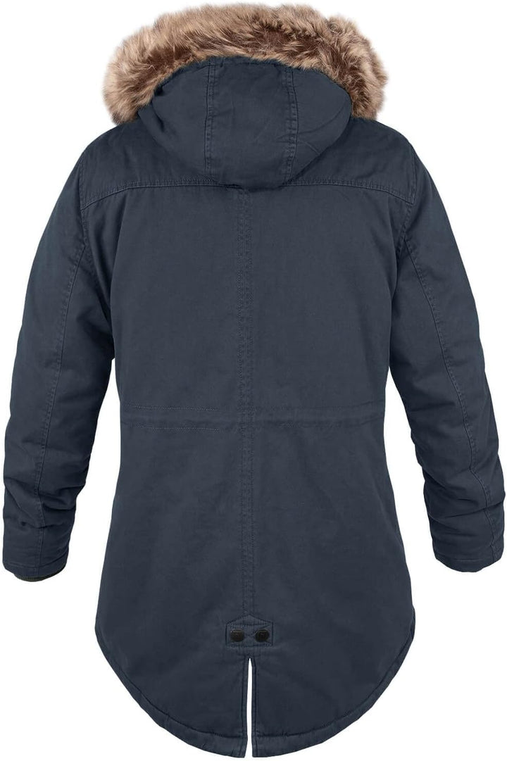 bw-online-shop Ladies Fishtail Winterparka mit Teddyfutter Parka Jacke Wintermantel S Navy, S Navy