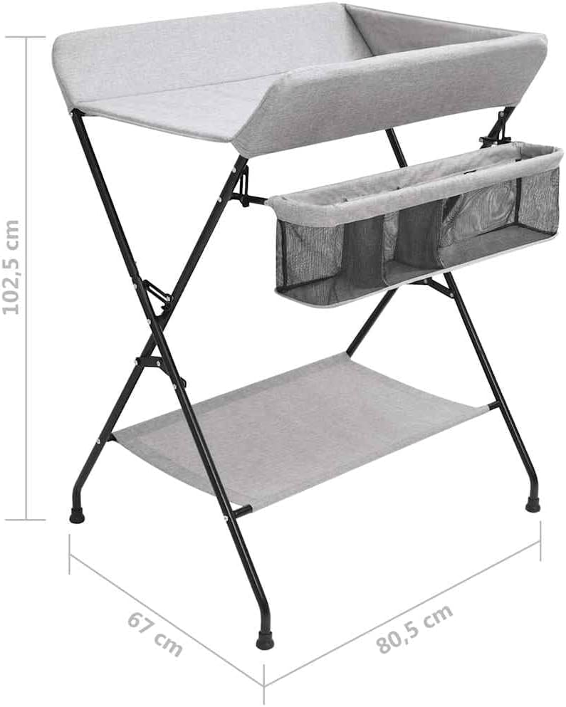 vidaXL Wickeltisch mit seitlichen Staufächern Zusammenklappbar Wickelauflage Kommode Mulde Unterlage